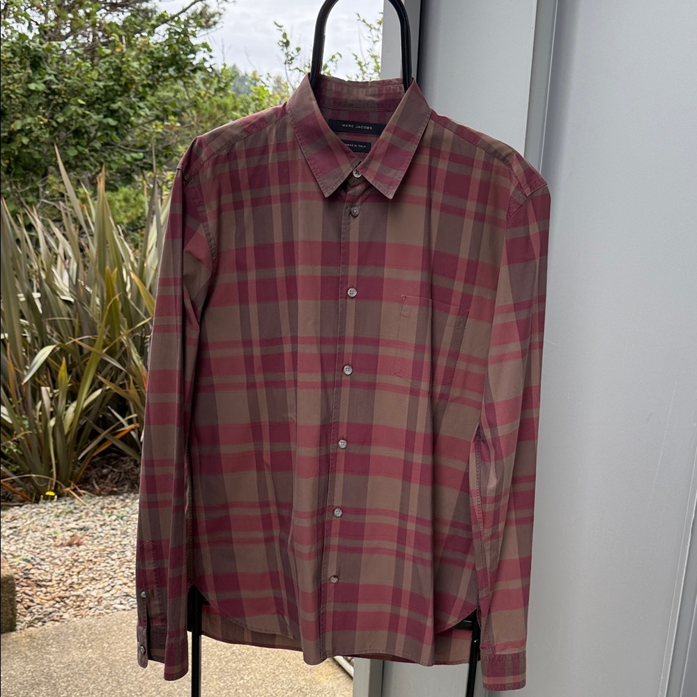Marc Jacobs Men's Casual Plaid Shirt - Red and Brown